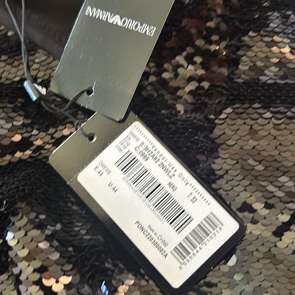 Emporio Armani || NWT || Black Sequin Tunic Dress w/ Chiffon Skirt - Picture 8 of 10